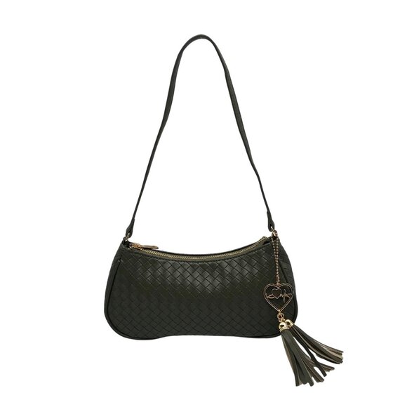 Like Dreams Olive Green Ash Heart Tassel Shoulder Bag - Picture 1 of 11